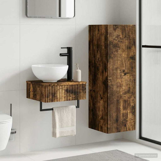 Bathroom Furniture Set 2 pcs Smoked Oak 33 x 34.5 x 100 cm