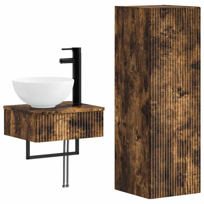 Bathroom Furniture Set 2 pcs Smoked Oak 33 x 34.5 x 100 cm