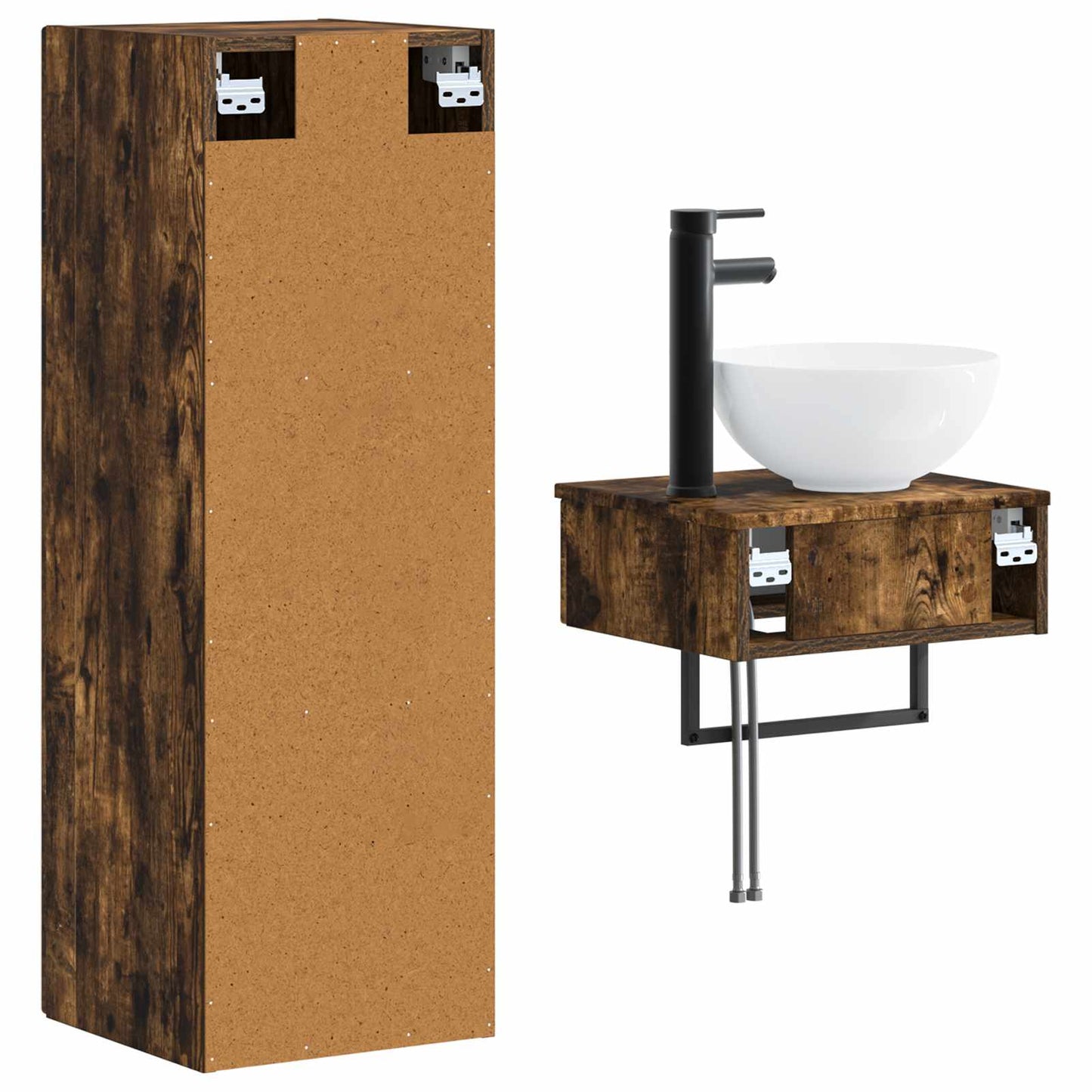 Bathroom Furniture Set 2 pcs Smoked Oak 33 x 34.5 x 100 cm