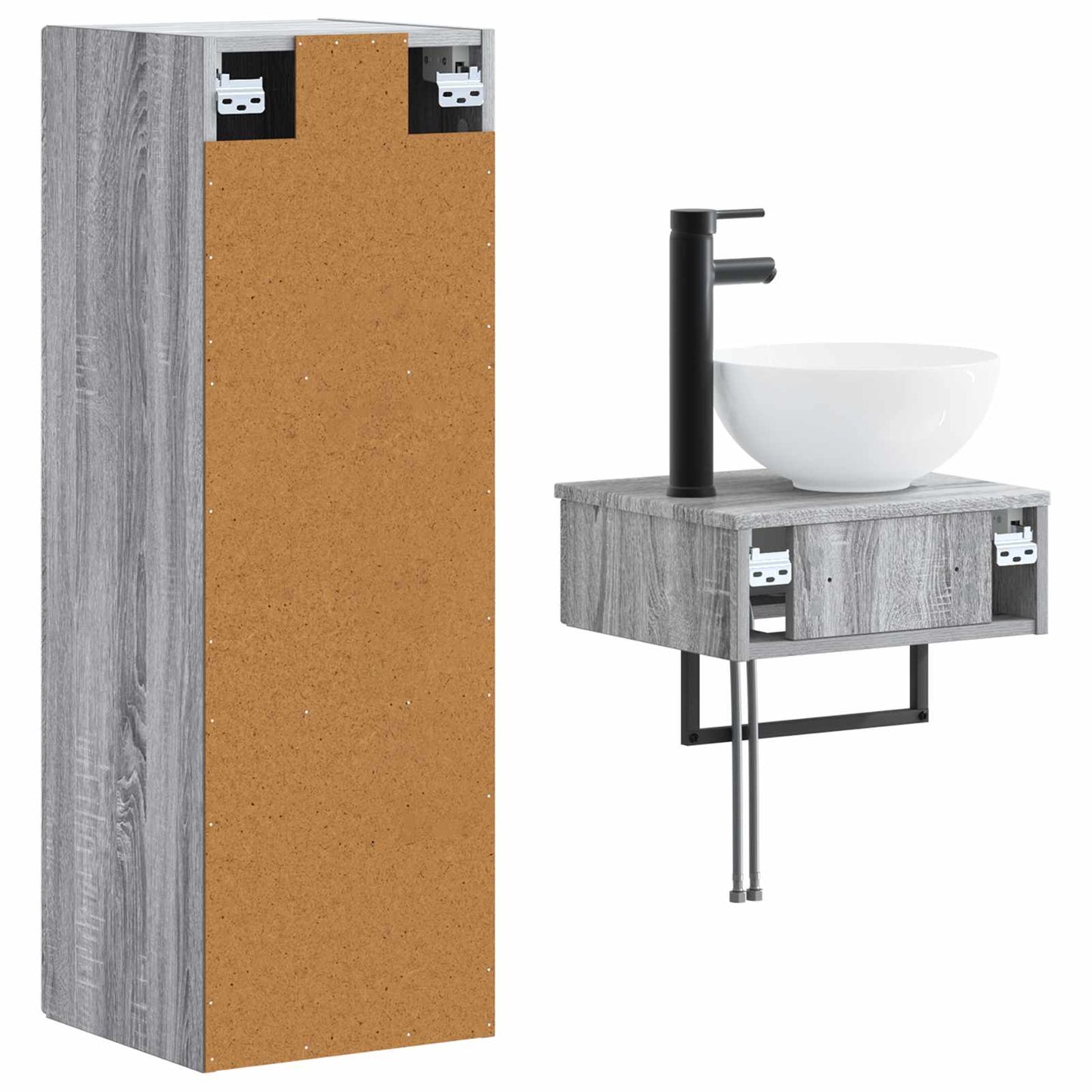 Bathroom Furniture Set 2 pcs Grey Sonoma 33 x 34.5 x 100 cm