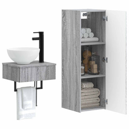 Bathroom Furniture Set 2 pcs Grey Sonoma 33 x 34.5 x 100 cm