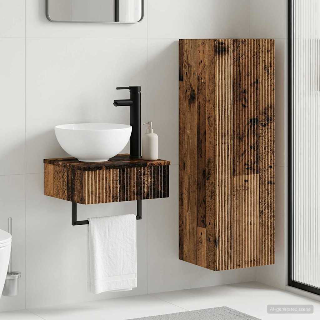 Bathroom Furniture Set 2 pcs Old Wood 33 x 34.5 x 100 cm