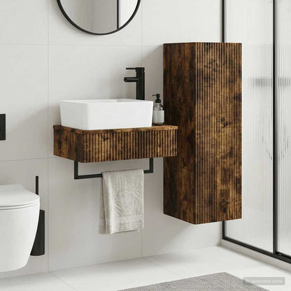 Bathroom Furniture Set 2 pcs Smoked Oak 33 x 34.5 x 100 cm