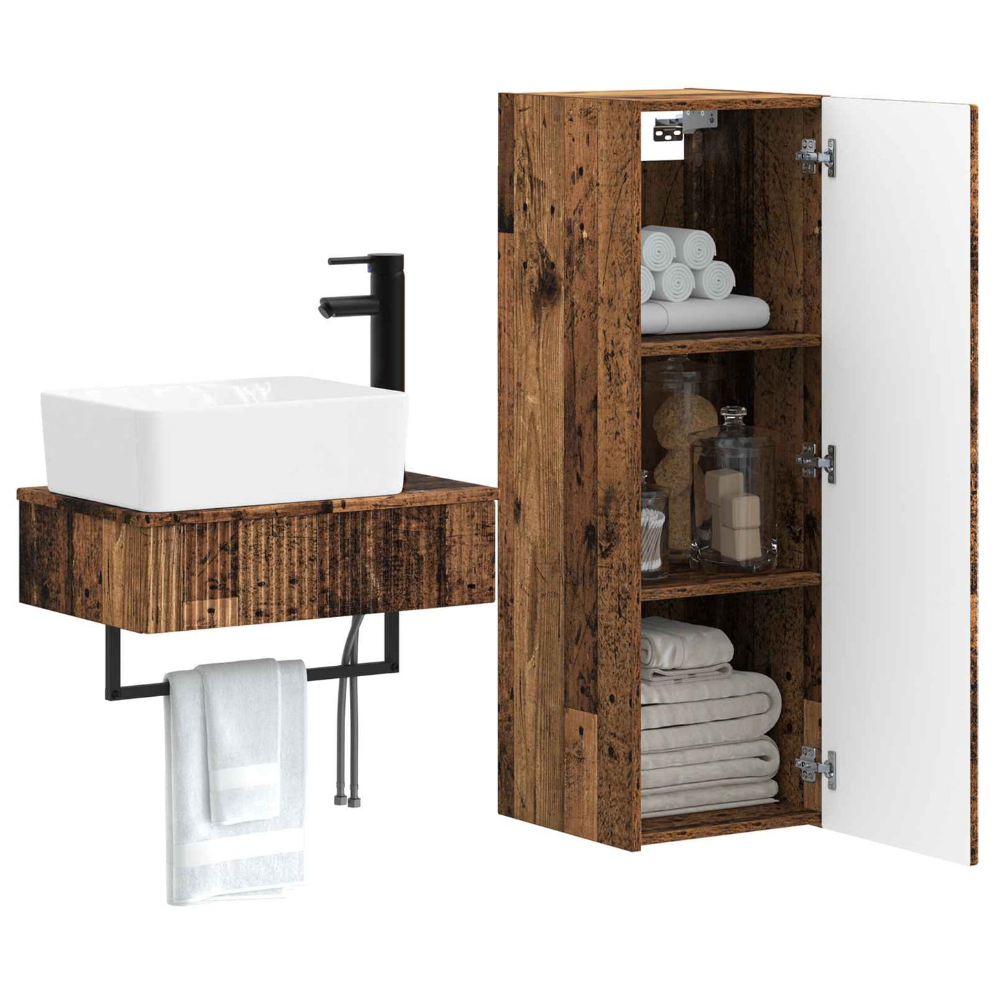 Bathroom Furniture Set 2 pcs Old Wood 33 x 34.5 x 100 cm