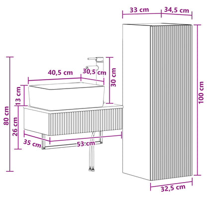 Bathroom Furniture Set 2 pcs Old Wood 33 x 34.5 x 100 cm