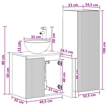 Bathroom Furniture Set 2 pcs Sonoma Oak 33 x 34.5 x 100 cm
