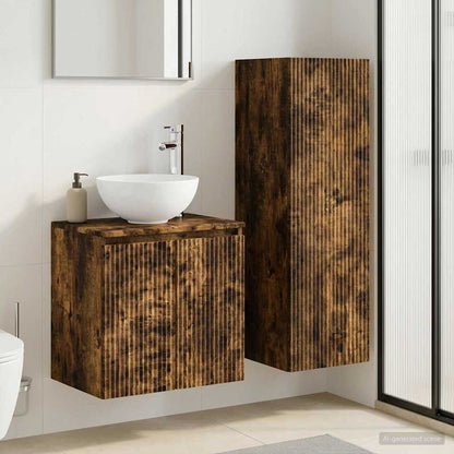 Bathroom Furniture Set 2 pcs Smoked Oak 33 x 34.5 x 100 cm