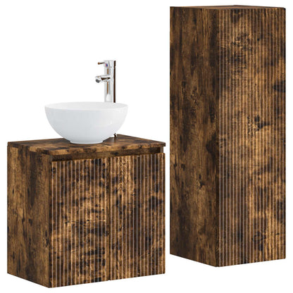 Bathroom Furniture Set 2 pcs Smoked Oak 33 x 34.5 x 100 cm