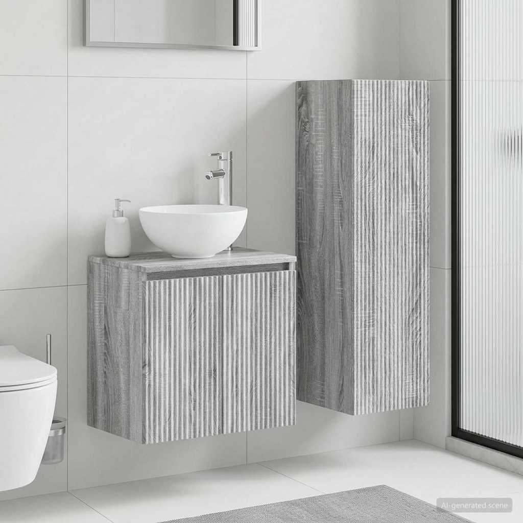 Bathroom Furniture Set 2 pcs Grey Sonoma 33 x 34.5 x 100 cm