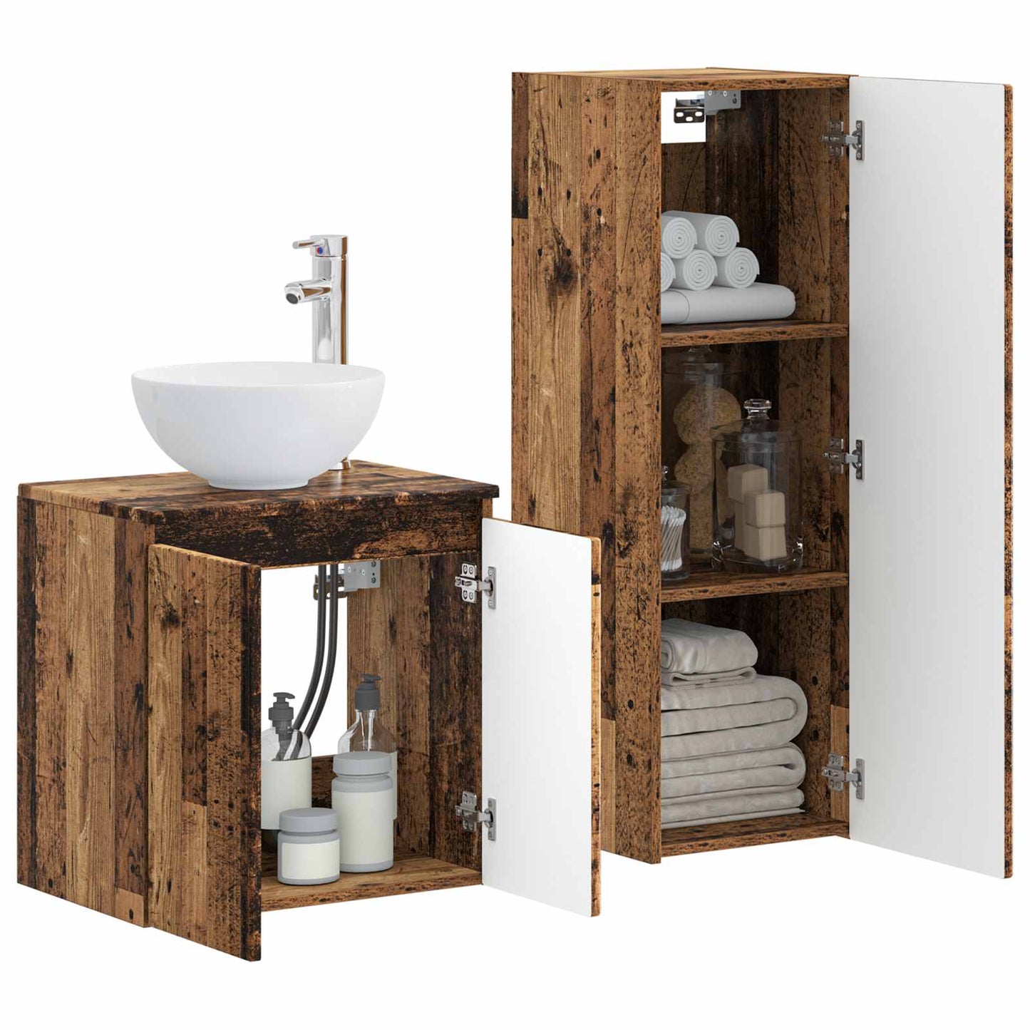 Bathroom Furniture Set 2 pcs Old Wood 33 x 34.5 x 100 cm
