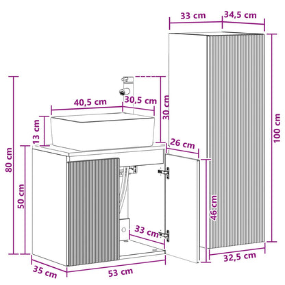 Bathroom Furniture Set 2 pcs Sonoma Oak 33 x 34.5 x 100 cm