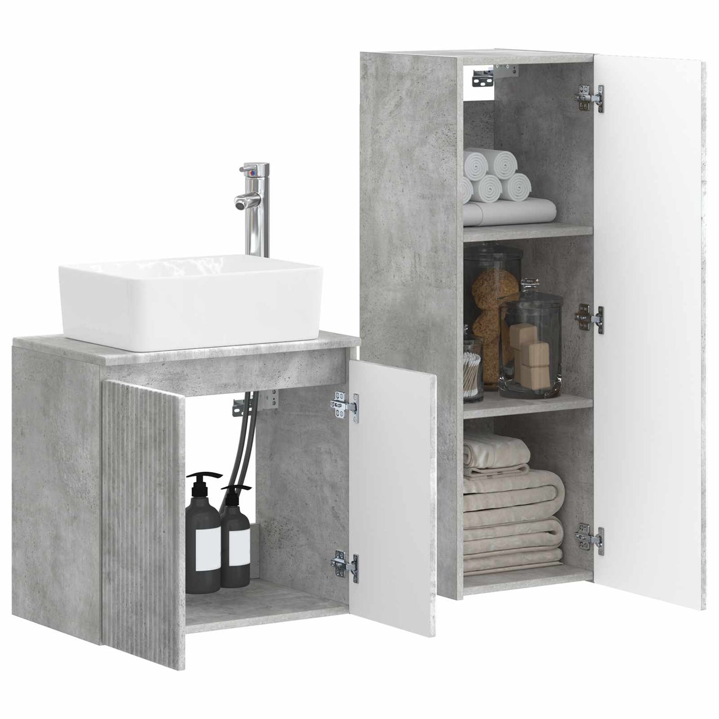 Bathroom Furniture Set 2 pcs Concrete Grey 33 x 34.5 x 100 cm