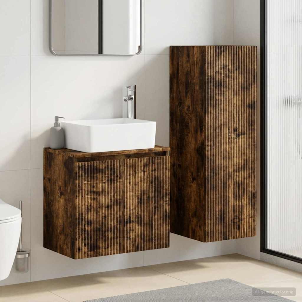 Bathroom Furniture Set 2 pcs Smoked Oak 33 x 34.5 x 100 cm