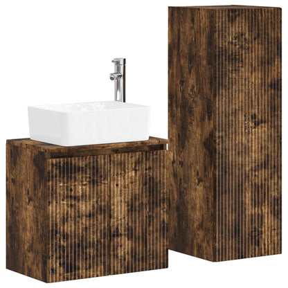 Bathroom Furniture Set 2 pcs Smoked Oak 33 x 34.5 x 100 cm