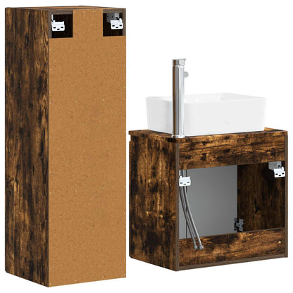 Bathroom Furniture Set 2 pcs Smoked Oak 33 x 34.5 x 100 cm