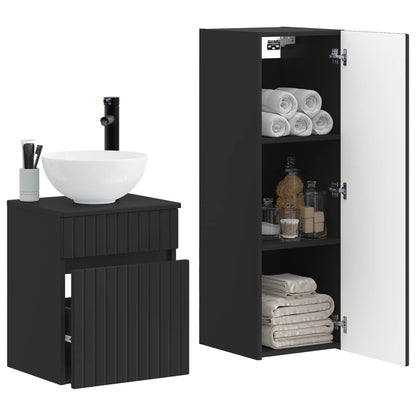 Bathroom Furniture Set 2 pcs Black 33 x 34.5 x 100 cm
