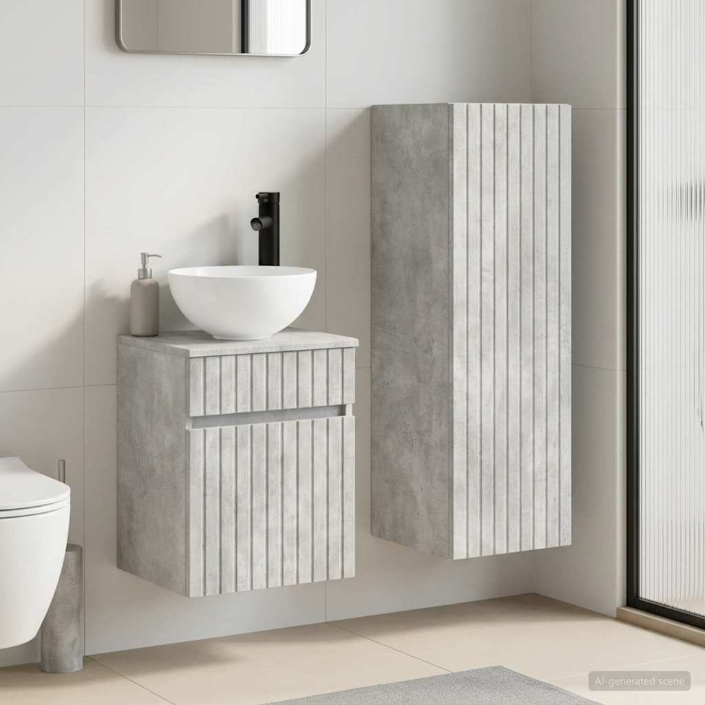 Bathroom Furniture Set 2 pcs Concrete Grey 33 x 34.5 x 100 cm