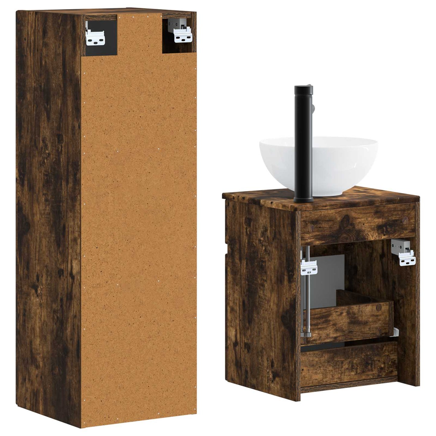 Bathroom Furniture Set 2 pcs Smoked Oak 33 x 34.5 x 100 cm