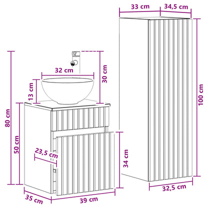 Bathroom Furniture Set 2 pcs Old Wood 33 x 34.5 x 100 cm