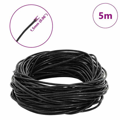 Leather Cord Black Ø1.5 mm x 5 m Leather