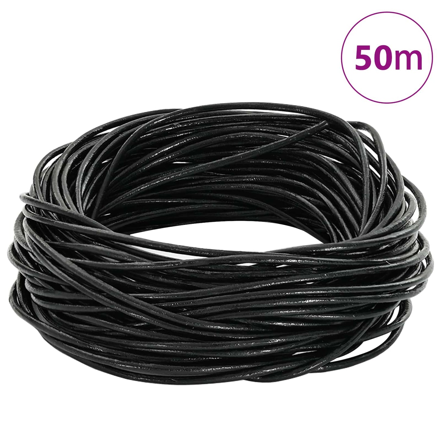 Leather Cord Black Ø1.5 mm x 50 m Leather