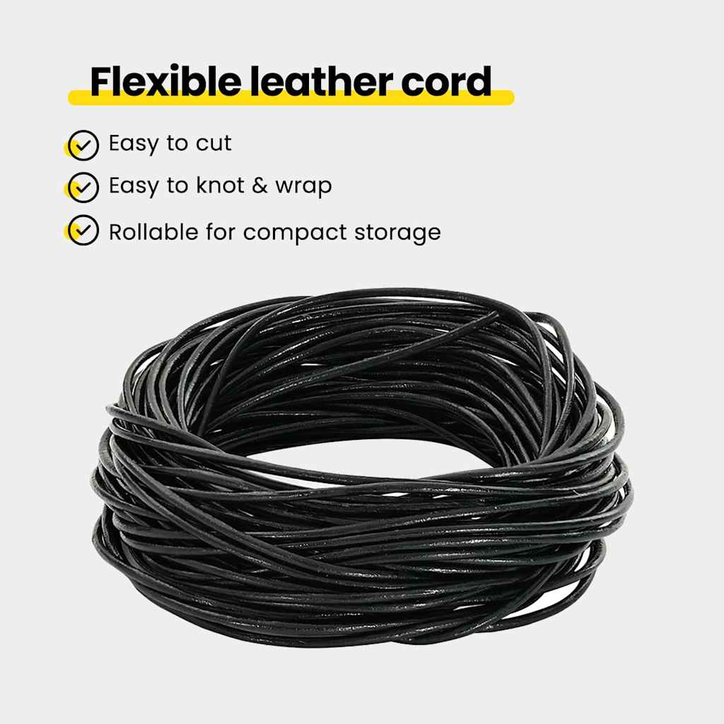 Leather Cord Black Ø2 mm x 10 m Leather