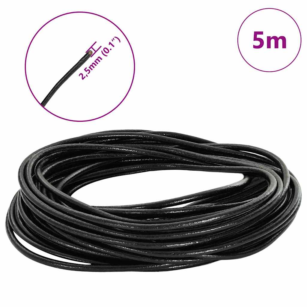 Leather Cord Black Ø2.5 mm x 5 m Leather
