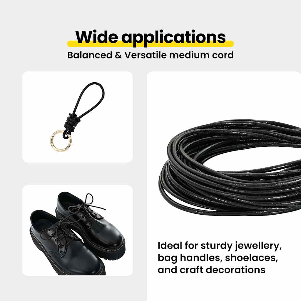 Leather Cord Black Ø2.5 mm x 10 m Leather
