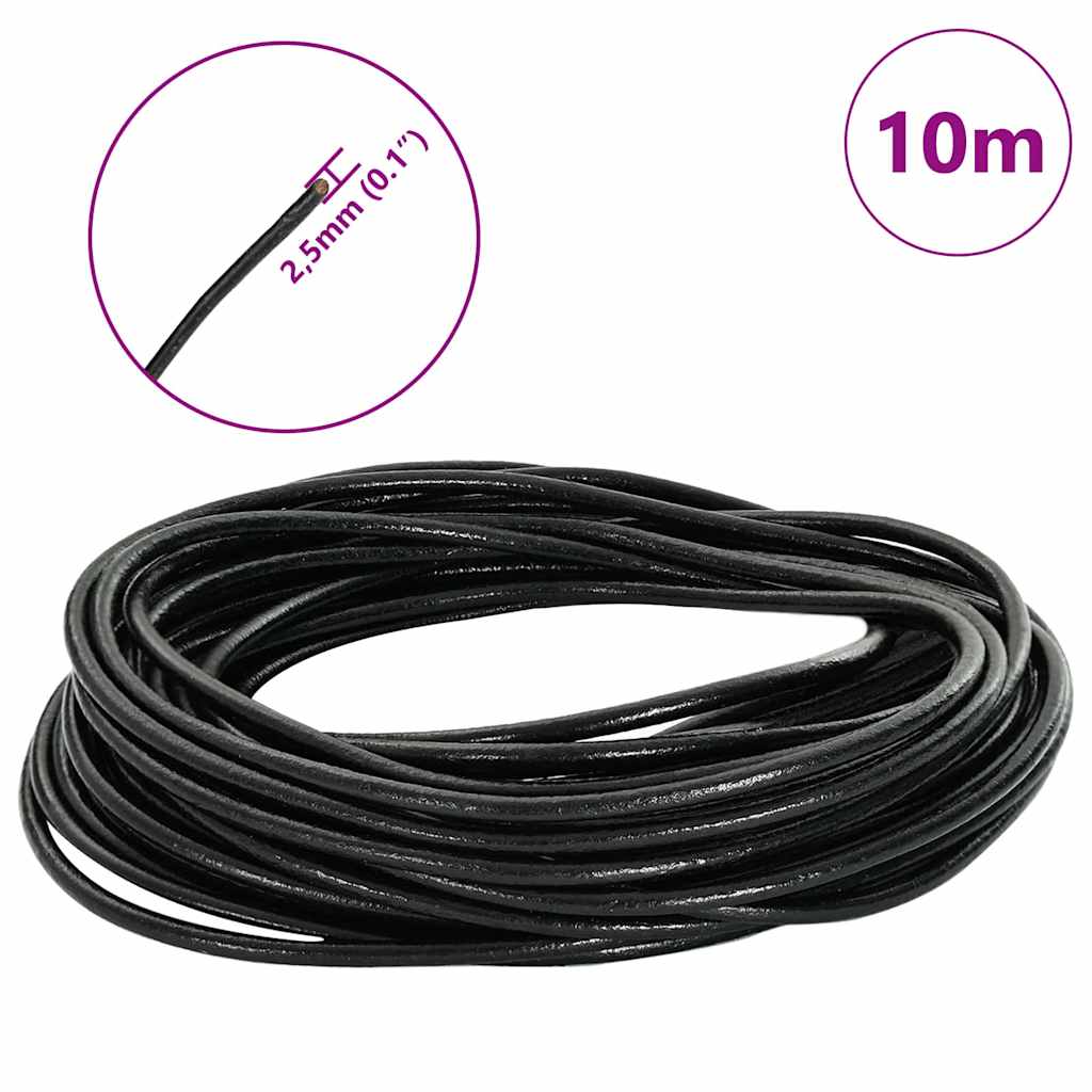 Leather Cord Black Ø2.5 mm x 10 m Leather