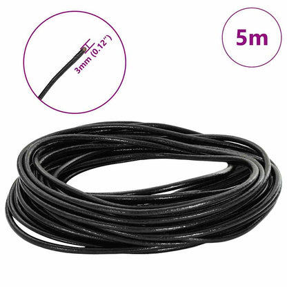 Leather Cord Black Ø3 mm x 5 m Leather