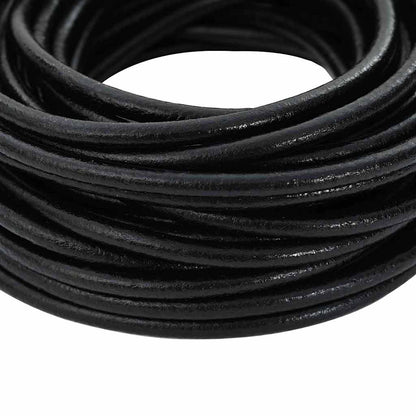 Leather Cord Black Ø4 mm x 50 m Leather