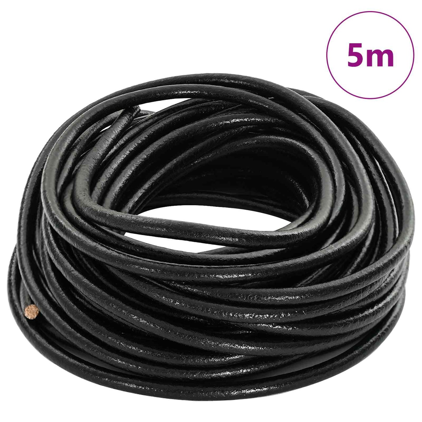 Leather Cord Black Ø5 mm x 5 m Leather