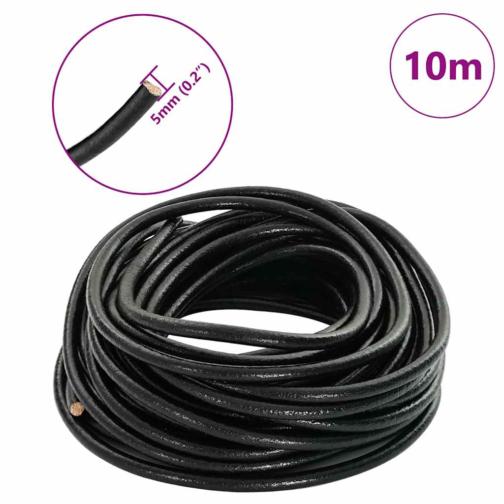 Leather Cord Black Ø5 mm x 10 m Leather