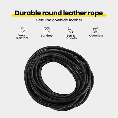 Leather Cord Black Ø5 mm x 50 m Leather