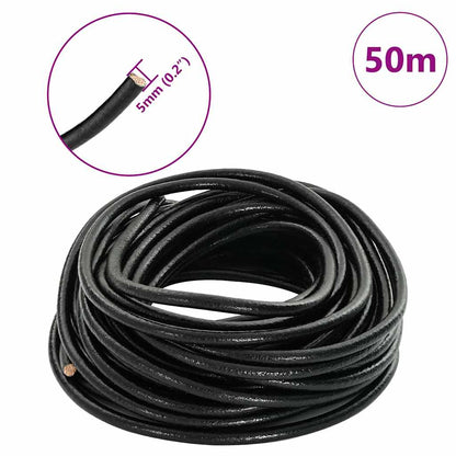 Leather Cord Black Ø5 mm x 50 m Leather