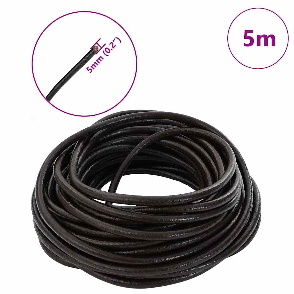 Leather Cord Dark Brown Ø5 mm x 5 m Leather