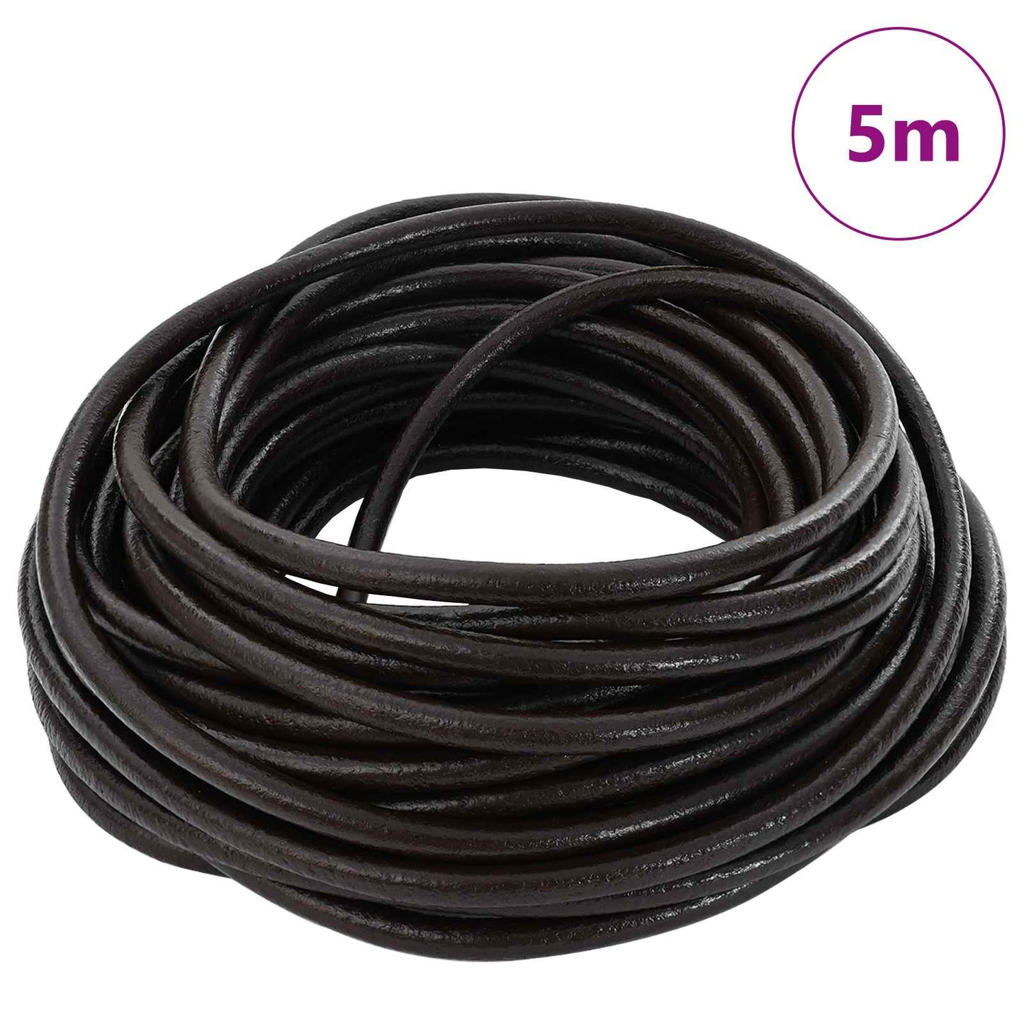 Leather Cord Dark Brown Ø5 mm x 5 m Leather