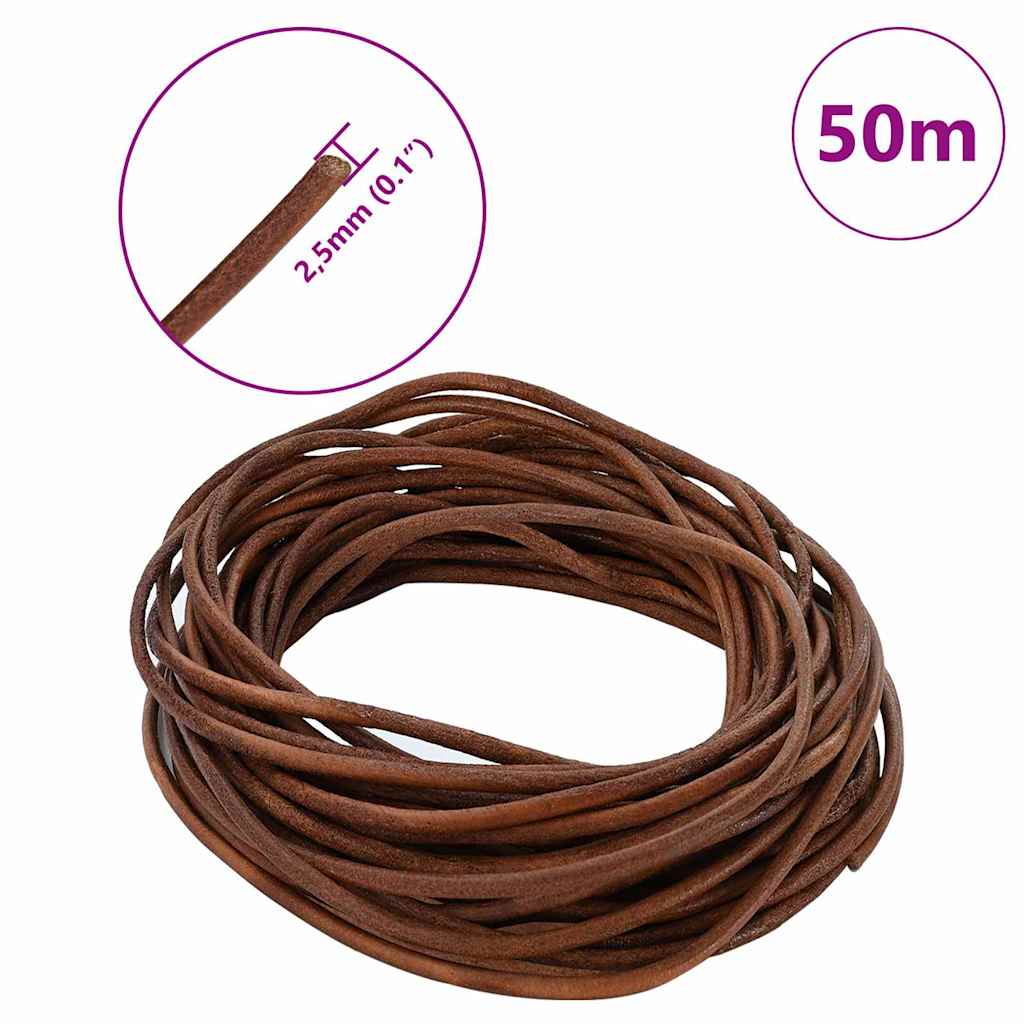 Leather Cord Light Brown Ø2.5 mm x 50 m Leather