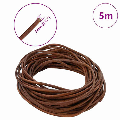 Leather Cord Light Brown Ø3 mm x 5 m Leather