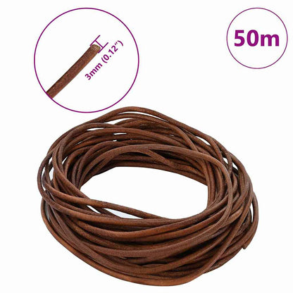 Leather Cord Light Brown Ø3 mm x 50 m Leather
