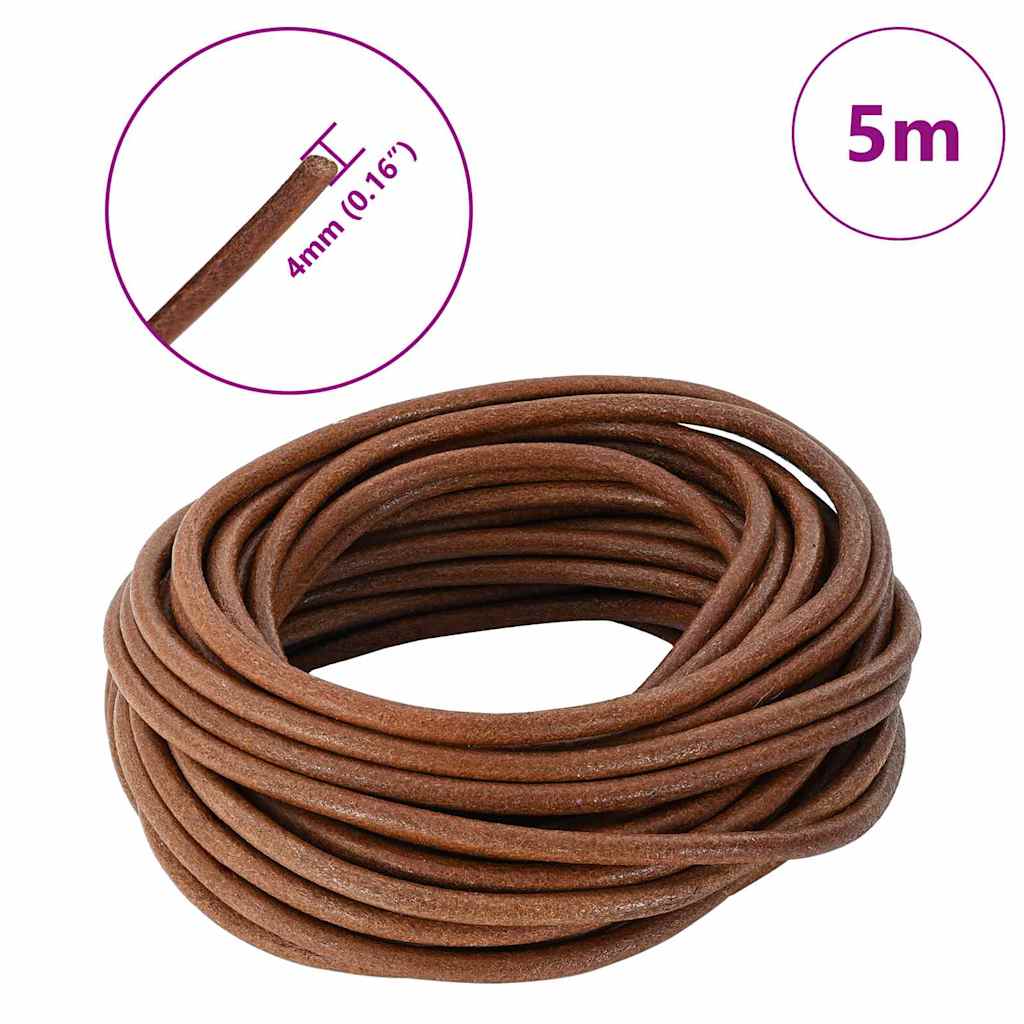 Leather Cord Light Brown Ø4 mm x 5 m Leather
