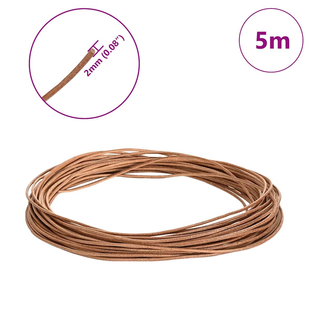 Leather Cord Brown Ø2 mm x 5 m Leather