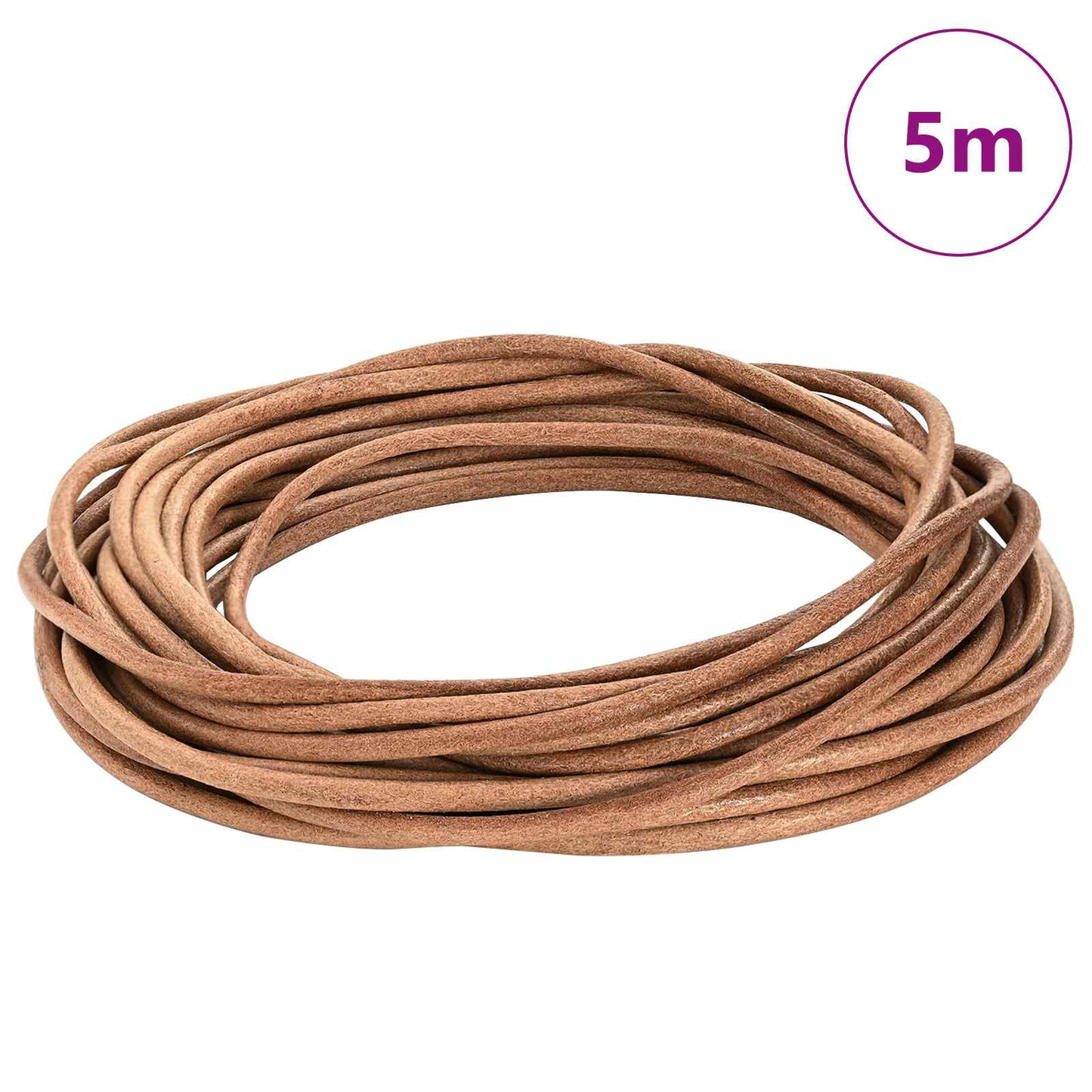 Leather Cord Brown Ø5 mm x 5 m Leather