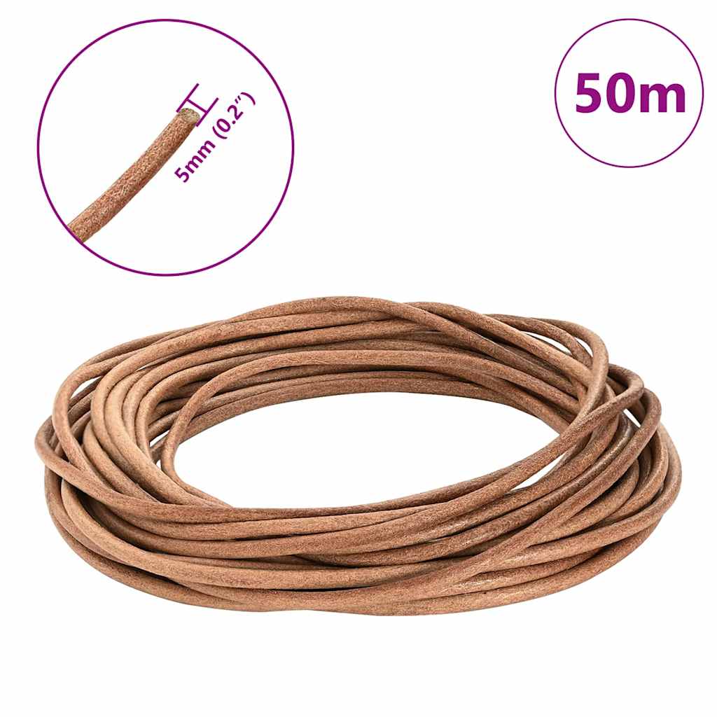 Leather Cord Brown Ø5 mm x 50 m Leather