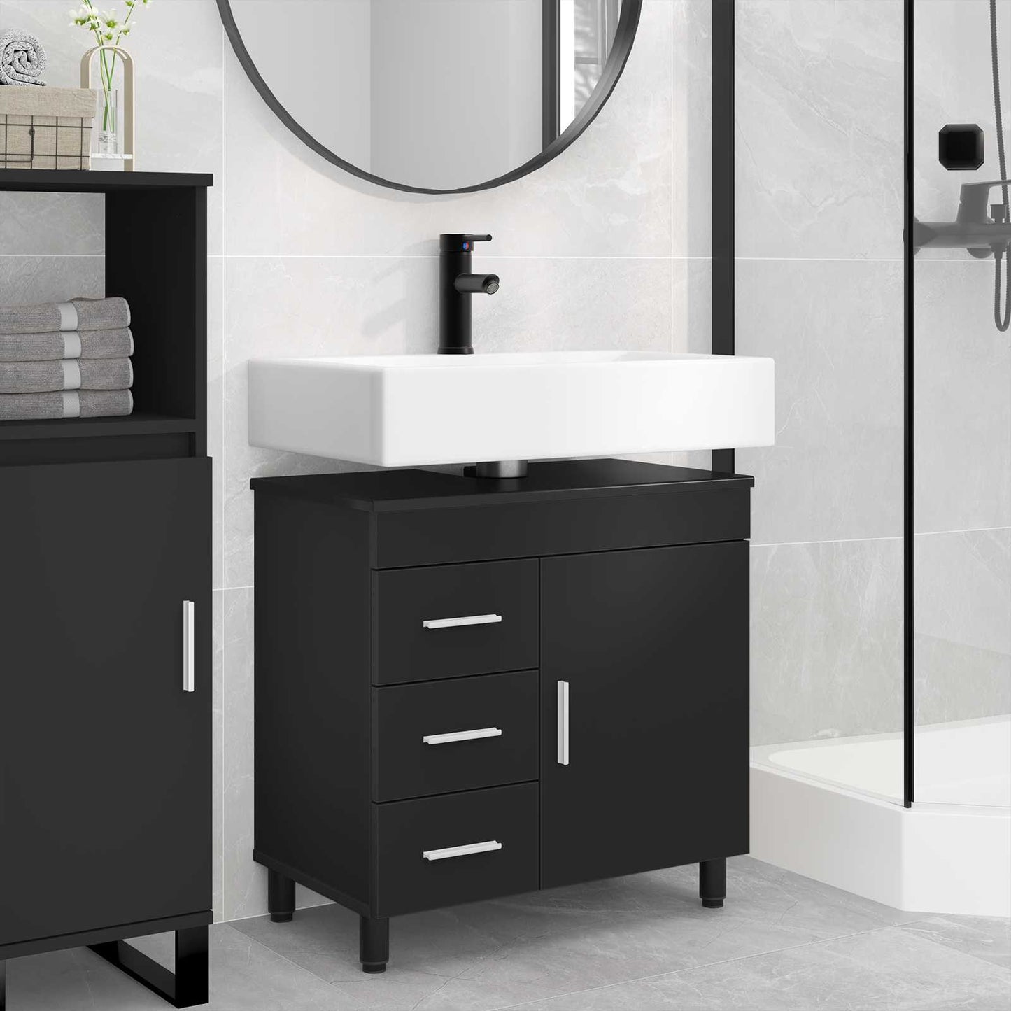Bathroom Vanity Unit Black 60 x 35 x 60 cm Engineered Wood