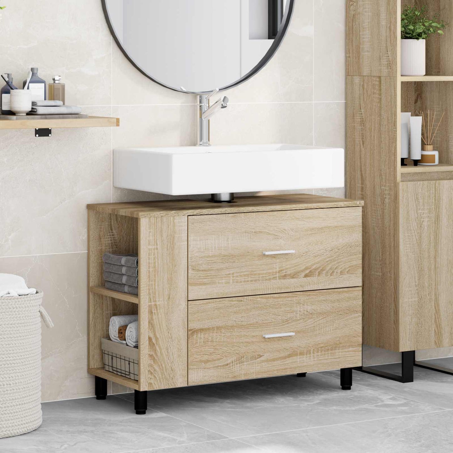 Bathroom Vanity Unit Sonoma Oak 80 x 35 x 60 cm Engineered Wood