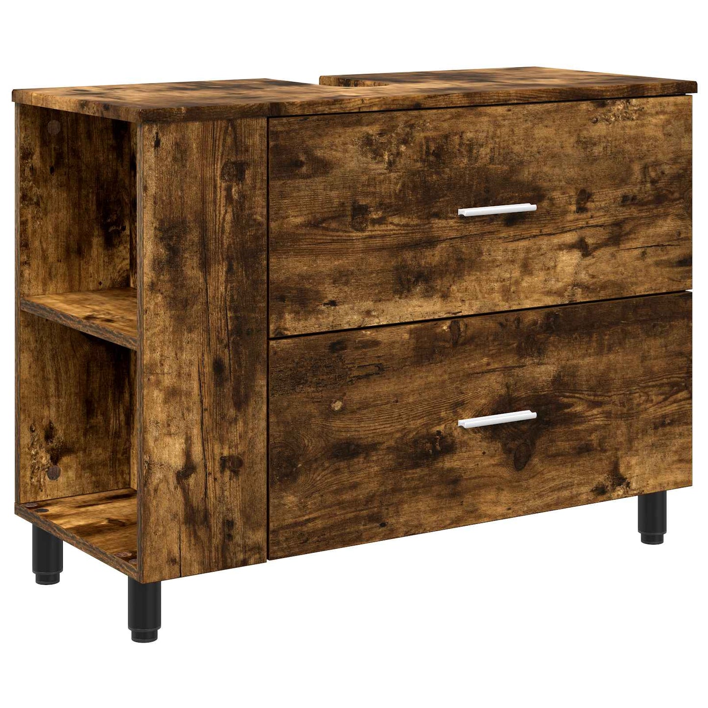 Bathroom Vanity Unit Smoked Oak 80 x 35 x 60 cm Engineered Wood