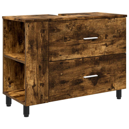 Bathroom Vanity Unit Smoked Oak 80 x 35 x 60 cm Engineered Wood