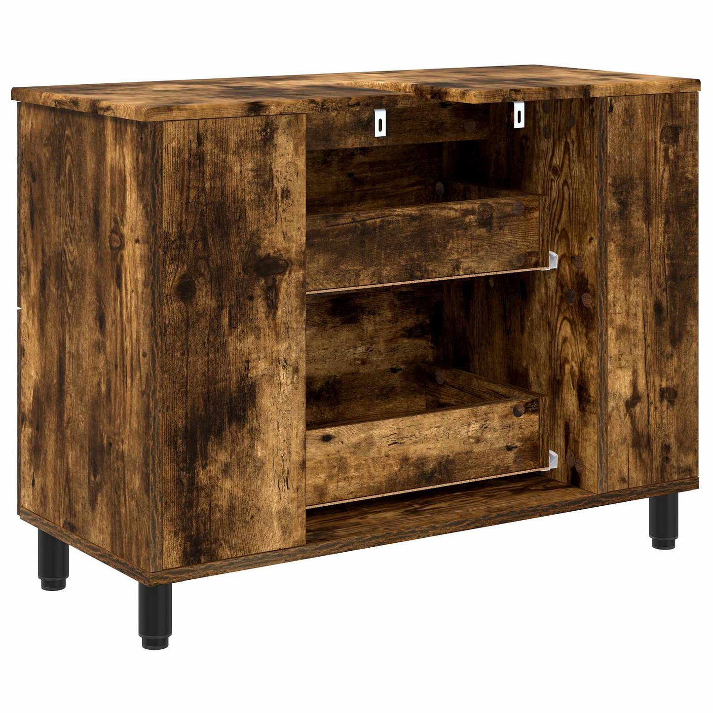 Bathroom Vanity Unit Smoked Oak 80 x 35 x 60 cm Engineered Wood