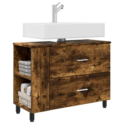Bathroom Vanity Unit Smoked Oak 80 x 35 x 60 cm Engineered Wood